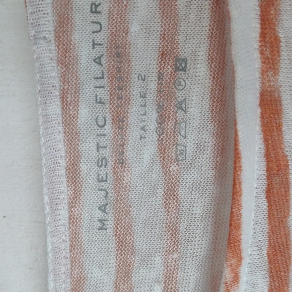 Majestic Filatures coral striped linen top M - Picture 6 of 7